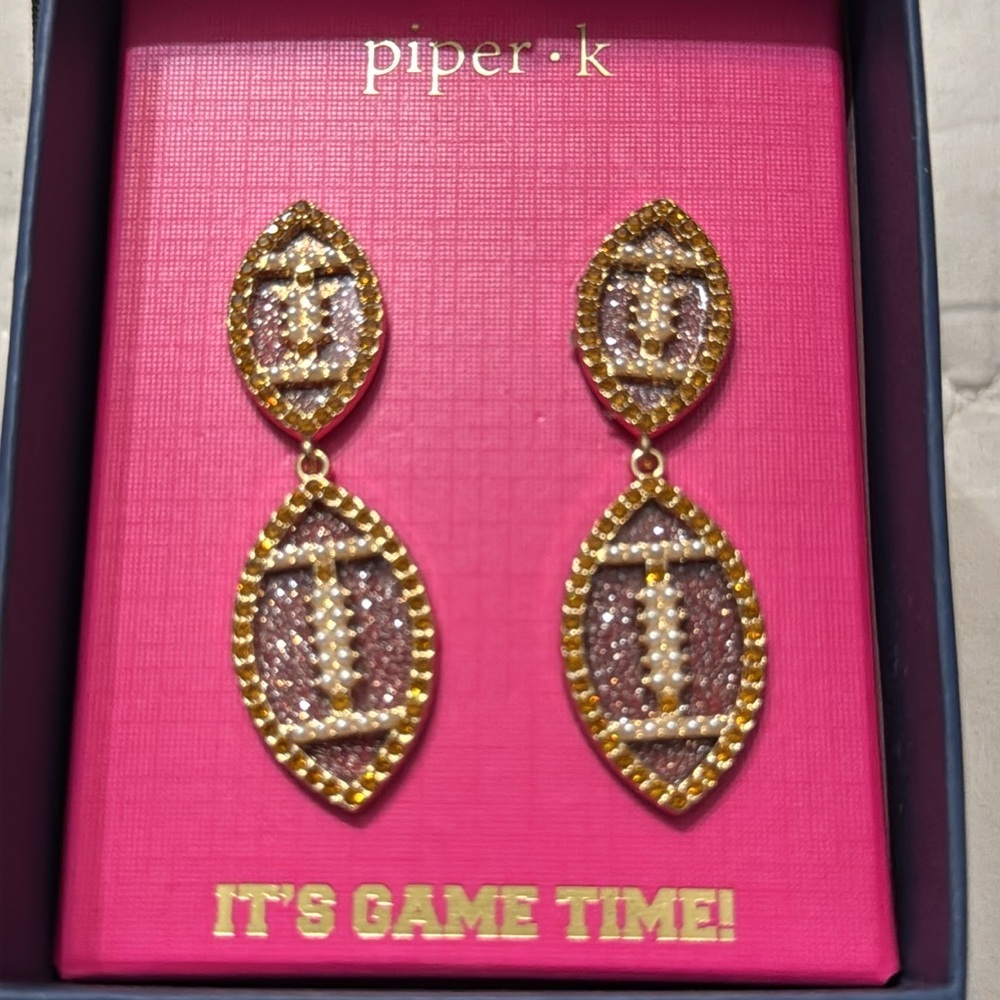 Piper K Football Earrings